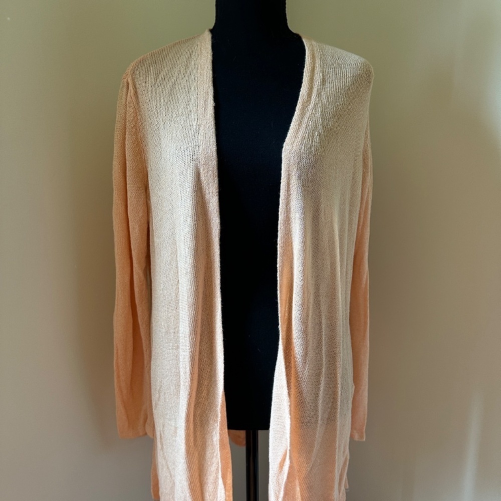 *J. JILL* Lt. Orange Long Sleeve Open Front Cardigan Sweater Size Medium